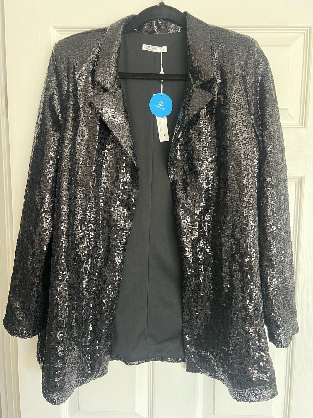 Cupshe Black Sequin Open-Front Blazer
